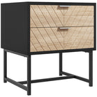 HOMCOM - Table de chevet moderne avec 2 tiroirs et base en métal - noir-2 tiroirs offrent un espace de rangement pour vos objets divers 