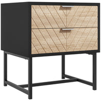 HOMCOM - Table de chevet moderne avec 2 tiroirs et base en métal - noir-2 tiroirs offrent un espace de rangement pour vos objets divers 
