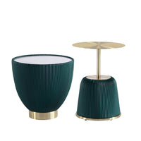 Manhattan Comfort - Lot de 2 tables d’appoint Anderson modernes en similicuir vert-Ensemble de deux tables d’appoint modernes pour salon