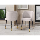 Manhattan Comfort - Chaise de salle à manger moderne Zephyr 21,65 po en velours crème-Cadre en bois massif avec pieds évasés et embouts dorés