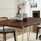 Modway Ardor 60" Live Edge Acacia Wood Acacia Wood Dining Table - Gold Walnut-Powder-Coated Metal Legs