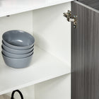 HOMCOM - Buffet en finition brillante 46,1 po L avec 2 tiroirs - gris et blanc-Structure fiable en panneau de particules avec des sangles de sécurité anti-basculement 
