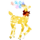 Outsunny Light Up Reindeer Christmas Decoration with 61 LED Lights - White-Outdoor reindeer with its head up and leg raised welcomes Christmas 