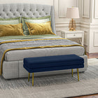 HOMCOM Storage Bench for End of Bed - Dark Blue-Can be used as an end of bed bench, window bench, or entryway bench  