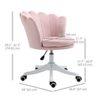 HOMCOM - Chaise de bureau en velours à dossier moyen avec roulettes pivotantes - rose-Vérin à gaz haut de gamme et roulettes : réglage de la hauteur et déplacements en douceur