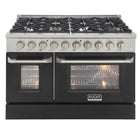 Kucht 48" KNG Series Pro Style Natural Gas Range - Stainless Steel/Black-This professional-class range features two 20,000-BTU dual burners with simmer, two 12,000-BTU burners, two 9,000-BTU burners, and two 6,000-BTU burners