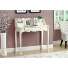 Monarch Specialties 3103 36" Computer Desk - Antique White Traditional-Queen Anne style solid wood legs with two small storage drawers and a larger center drawer with wooden knobs to keep your home office desk looking tidy.