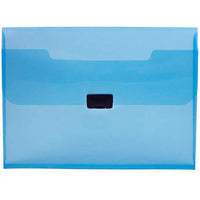 JAM Paper Plastic Portfolio with Center Buckle Closure - 9 1/2 x 13 1/4 x 1 1/8 - Blue-Blue Plastic Box Portfolio with Center Buckle