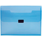 JAM Paper - Portefeuille en plastique avec fermeture à boucle centrale - 9 1/2 x 13 1/4 x 1 1/8 - Bleu-Portefeuille de boîte en plastique bleu avec boucle centrale