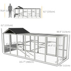 PawHut Outdoor Wooden Combinable Design Chicken Coop with Run - Grey-Fir wood structure surrounded by wire fencing to keep your chickens safe 