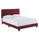 Modway Celine Channel Tufted Performance Velvet Full Bed - Maroon-Channel Tufted Headboard