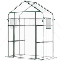 Outsunny - serre tunnel 19,5 pi x 10 pi x 6,5 pi avec porte en maille zippée à enrouler-Une excellente solution pour prolonger votre saison de culture et protéger les plantes des températures extérieures extrêmes  
