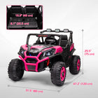 Qaba 24V 7AH Big Battery Powered Kids Ride Car with 2 Seater - Pink-Offers 3 adjustable speeds, with a slow start function for enhanced safety 