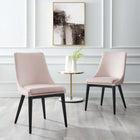 Modway Viscount Accent Performance Velvet Dining Chairs - Pink - 2 Pack-Black Rubberwood Legs