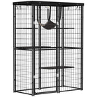 PawHut - Enclos extérieur pour chat, cage en métal avec toit, 4 plateformes-Un espace de vie spacieux de 6 pi² (0,59 ㎡) accueille confortablement 1 à 3 chats jusqu'à 11 lb (5 kg) 