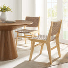 Modway Saoirse Woven Rope Wood Dining Side Chair - Natural - 2 Pack-Foot Pads for Floor Protection