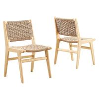Modway - Saoirse Fauteuil de salle à manger en bois de corde tressée Ensemble de 2 - Naturel naturel-Corde tressée