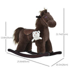 Qaba - Cheval à bascule en peluche sur rockers en bois - marron-Base en bois pour un mouvement de bascule fluide d’avant en arrière 