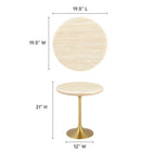 Modway Lippa 20" Round Faux Travertine Side Table - Gold Travertine-Chip-Resistant Gold  Metal Base