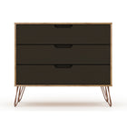 Manhattan Comfort Rockefeller Mid-Century Modern Bedroom Dresser 3-Piece Set - Nature/Textured Grey-Home Assembly Required. All Hardware Included