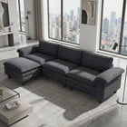 HOMCOM L-Shaped Sectional Couch with Deep Seat and Ottoman - Dark Grey-Movable ottoman adapts to different room layouts  