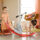 Qaba 32.3" Balance Board, Ended Preschool Learning Montessori Waldorf Toy - Red-Enhance kids' posture and core strength, as well as their coordination and visual sense 