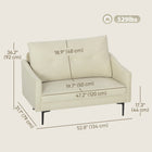 HOMCOM 2 Seater Loveseat Sofa with Button Tufted Back - Cream White-Stable metal legs with anti-slip pads ensure stable and reliable use