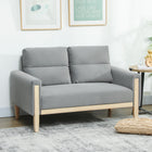 HOMCOM - Canapé 53 po loveseat avec pieds en bois massif - gris-Les pieds et accents en bois d’hévéa blanc lavé ajoutent une touche de charme moderne et élégant 