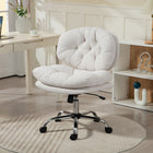 HOMCOM Armless Office Desk Chair with Padded Seat - White-Breathable linen-feel fabric cover enhances comfort and ventilation