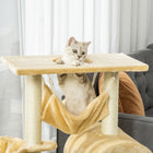 PawHut 39" Deluxe Cat Tree Activity Centre - Deep Cream-Material: Particle Board, Plush, Sisal 