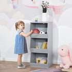 HOMCOM Kids Storage Cabinet with 3 Shelves for Play Room, Bedroom - Grey-Plenty storage space
