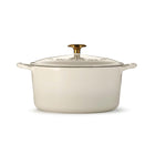 Tramontina - Faitout rond 5,5 pintes en fonte émaillée - Latte avec bouton en acier inoxydable doré-Design élégant et résistant : Doté d’un extérieur en émail porcelaine avec une finition pulvérisée, offrant durabilité et une touche élégante pour compléter toute cuisine