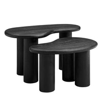 Modway Hackney Mango Wood Nesting Coffee Table Set - Black - Set of 2-Solid Mango Wood