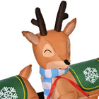 HOMCOM 4.5' Lit Inflatable Santa Claus on Sleigh and Deer Christmas Yard Decoration-Colour: Brown, Red, Green 
