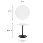 Modway Lippa 28" Round Wood Dining Table - Black White-Lacquered MDF Tabletop