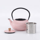 Minimal - Théière en fonte émaillée Minimal - Line Rose - 0,6 L-Parfait pour infuser la préparation et faire bouillir de l'eau avec