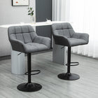 HOMCOM - Tabourets de bar pivotants réglables en tissu capitonné - gris - paquet de 2-Convient pour une installation dans les bars, cuisines et salles à manger hautes 
