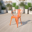 Flash Furniture – Chaise en acier avec bras, intérieur/extérieur, orange fini poudré, 4/boîte (CH31270OR)-Capacité de poids de 500 lb