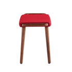 Manhattan Comfort - Geta pouf rembourré tissé en lin de style milieu du siècle 25,2" - rouge et noyer antique-Rembourrage à profil bas pour un style confortable
