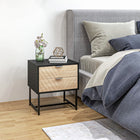 HOMCOM - Table de chevet moderne avec 2 tiroirs et base en métal - noir-Utilisez-le comme commode de chambre, table d’appoint ou organiseur de pièce 