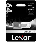 Lexar JumpDrive V100 64 GB USB Flash Drive - White-Provides 64GB of storage for digital files