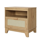 Manhattan Comfort Sheridan 21.63" Mid-Century Modern Nightstand 2-Piece Set - Nature-Lifted Framed Solid Wood Legs for Fashion and Durability