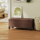 HOMCOM Storage Bench with Ottoman - Brown-Flipping lid design makes it easy to open and put clutters into it;