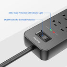 ShoppingAll Huntkey Surge Protector Power Strip with 6 Outlets and 2 USB Ports - 4' - Black-ETL certified with a fire-retardant ABS+PC housing, plus rear keyhole slots for easy wall or desk mounting and cleaner cable management