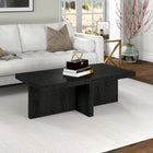 Hudson&Canal Elna 44"W Rectangular Coffee Table - Black Grain-Finished in wood-look black grain