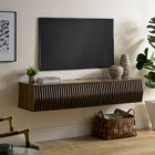 Modway Vaughn 64" Wall Mount TV Stand - Walnut-Timber Strip Design