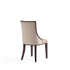 Manhattan Comfort Fifth Avenue 18.5" Traditional Faux Leather and Velvet Upholstered Dining Chair - Tan - Set of 4-Delivered to you Fully Assembled! No Assembly Required