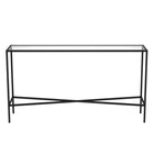 Hudson&Canal - Console Henley 55" de largeur avec plateau en verre - Bronze noirci-Dispose d'un plateau en verre trempé