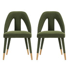 Manhattan Comfort - Lot de 2 chaises de salle à manger modernes Neda 53 cm, revêtement en velours, vert olive-Chaise de salle à manger moderne pour salle à manger et usage de chaise de travail