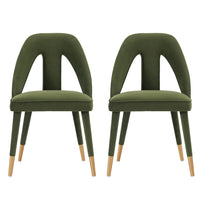 Manhattan Comfort - Lot de 2 chaises de salle à manger modernes Neda 53 cm, revêtement en velours, vert olive-Chaise de salle à manger moderne pour salle à manger et usage de chaise de travail